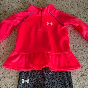 Under Armour Kids Rashguard Set - Neon Pink and Black